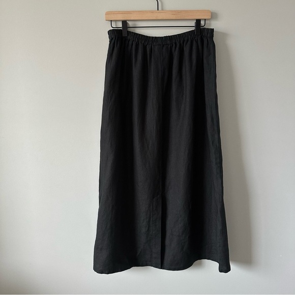 Talbots NWT Vintage Deadstock Irish Linen Long Skirt PL Black Elastic Waist - Picture 8 of 12